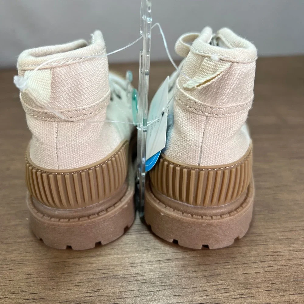 Carter's Cisco Toddler Shoes Unisex ‎ Ivory Canvas Lace Up Combat Boots Size 10